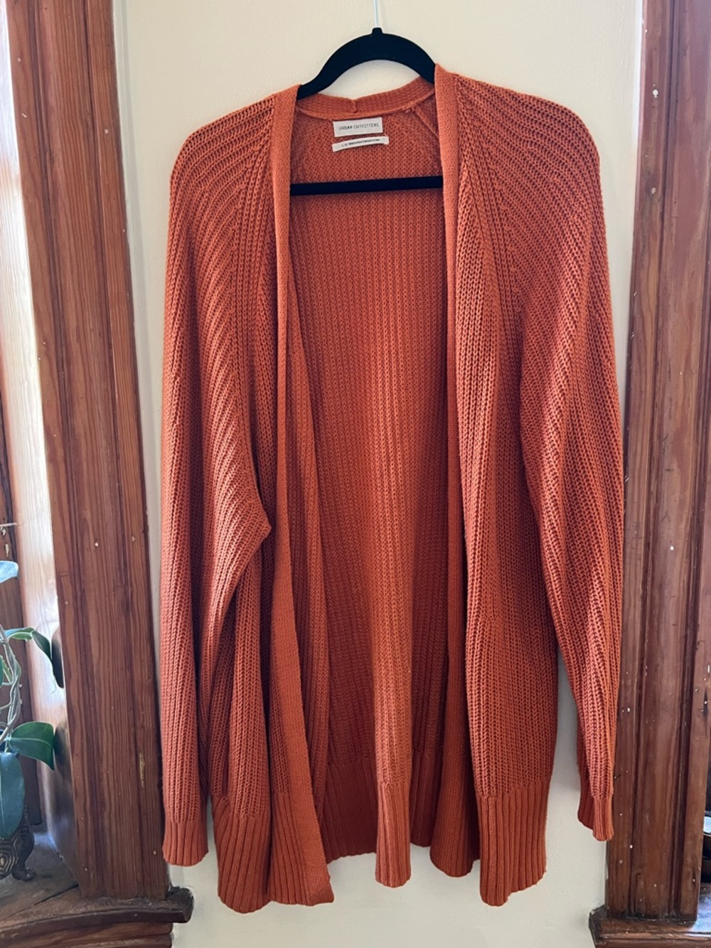 Urban Outfitters Rust Orange Open-Front Knit Cardigan